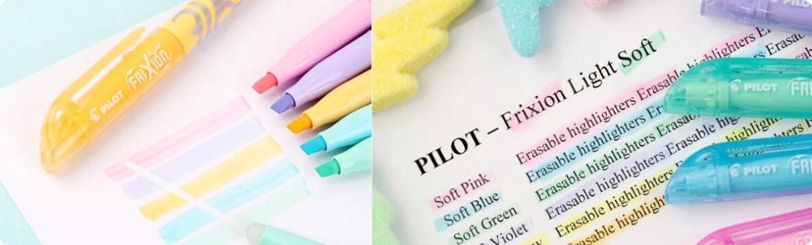 Bút highlight xóa được do Nhật Bản sản xuất.